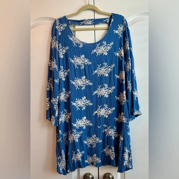 Uncle Frank | Dresses | Uncle Frank Blue White Floral Embroidered Dress  Size L Nwot | Poshmark